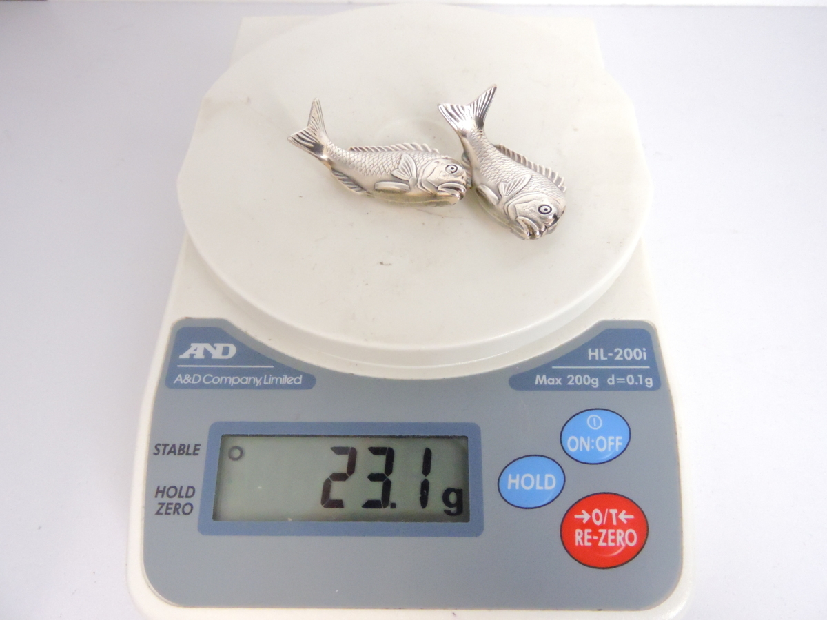銀製 シルバー 箸置き 魚 鯛モチーフ 2点 ペアセット_画像7