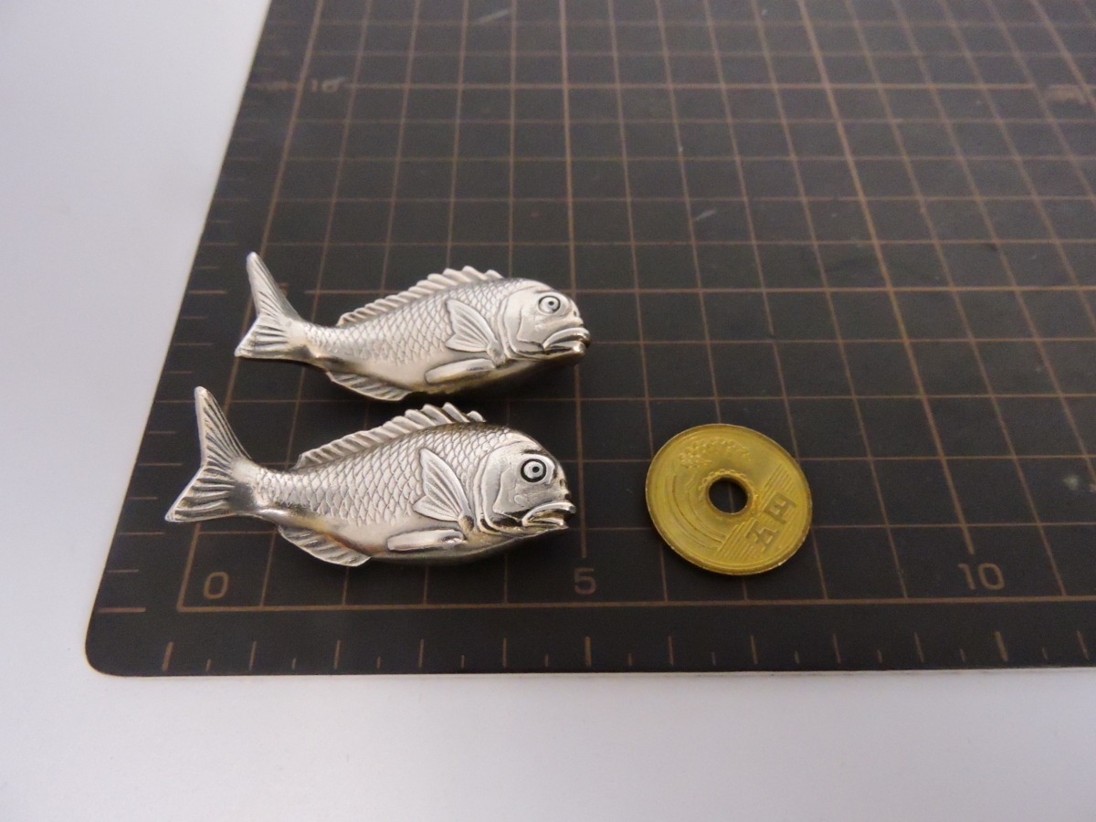 銀製 シルバー 箸置き 魚 鯛モチーフ 2点 ペアセット_画像6