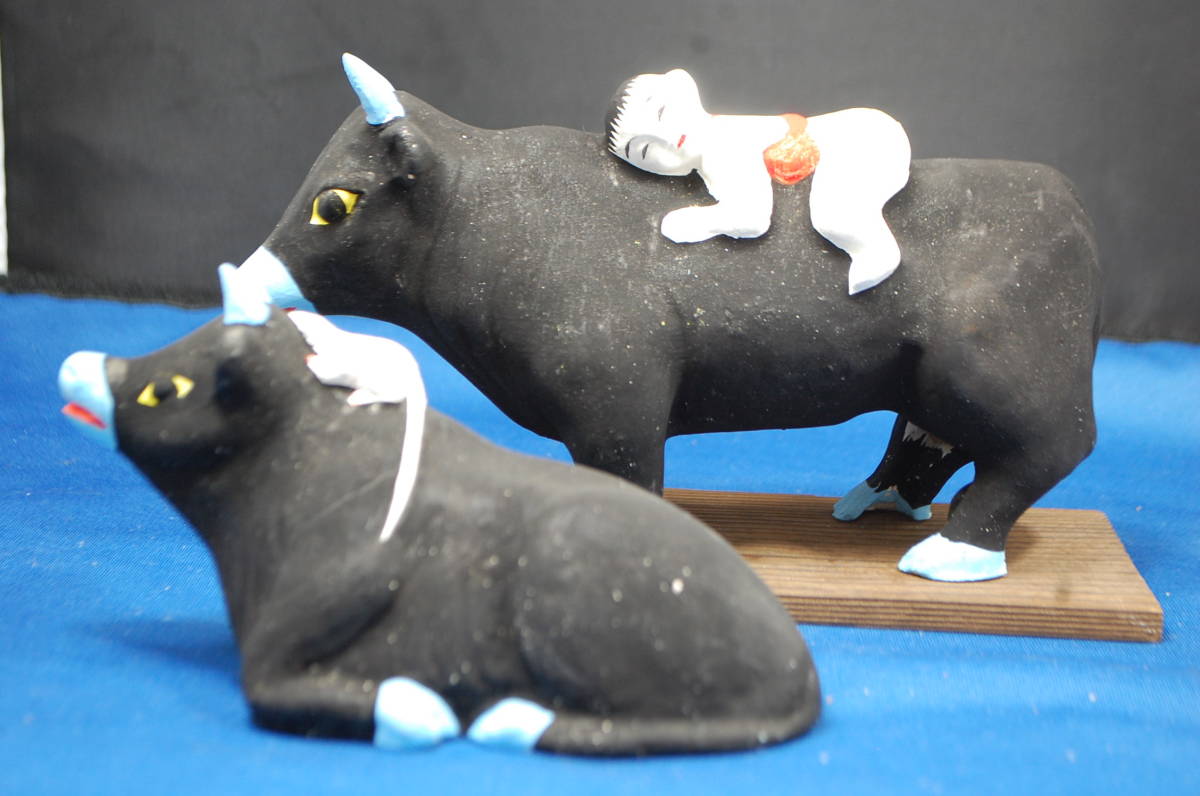 /.493.[2 позиций комплект ] корова езда ../ корова езда .*. поле кукла *. земля игрушка * Kyoto старый дом поставка со склада * коллекция *