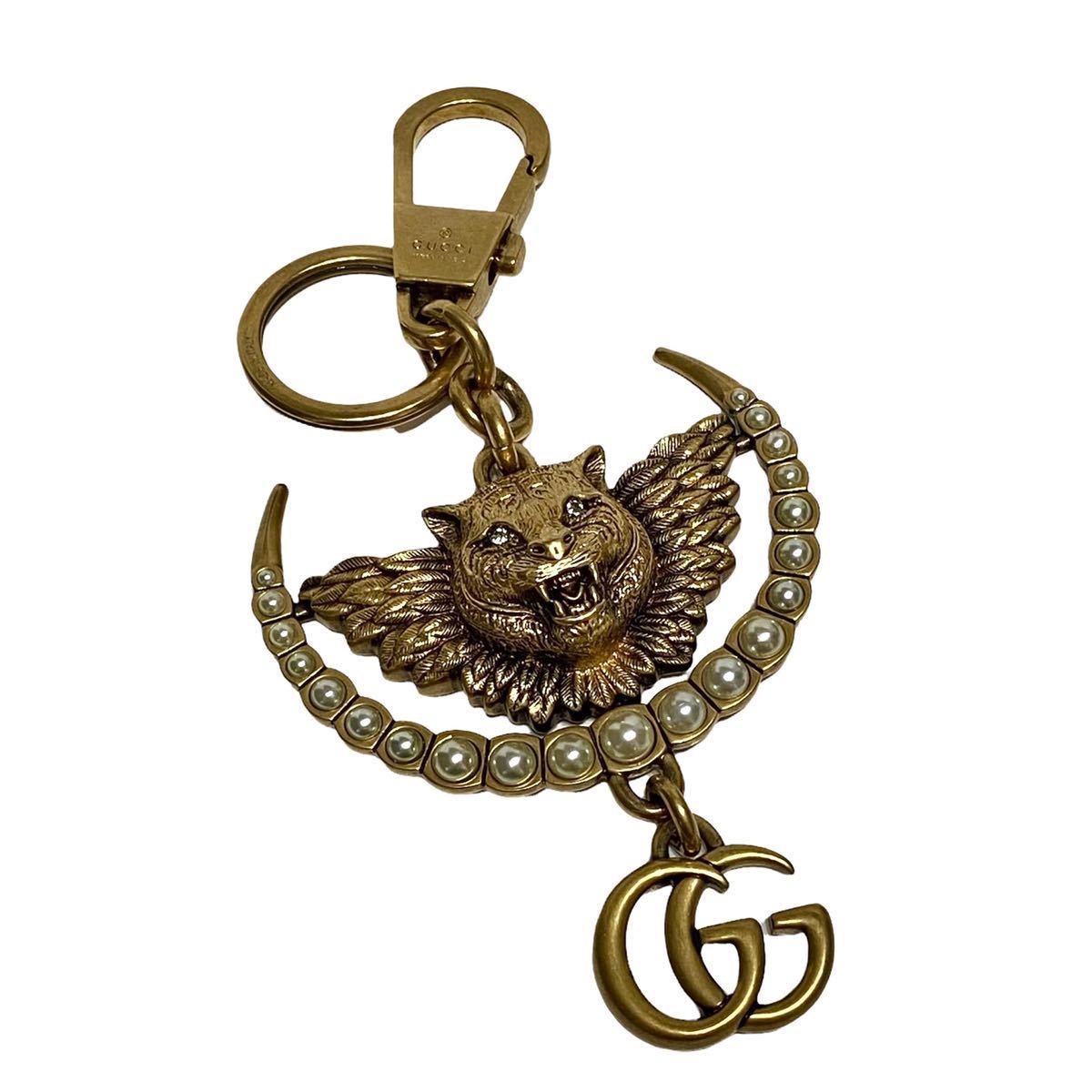 GUCCI グッチ キーリング タイガー ヘッド ゴールド パール
