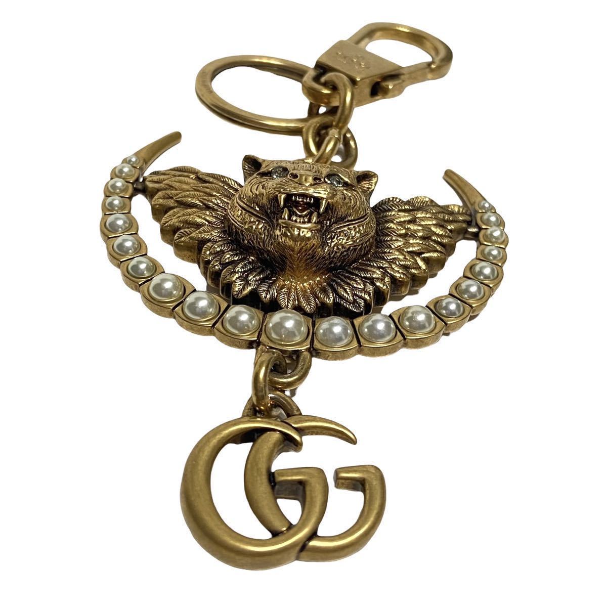 GUCCI グッチ キーリング タイガー ヘッド ゴールド パール