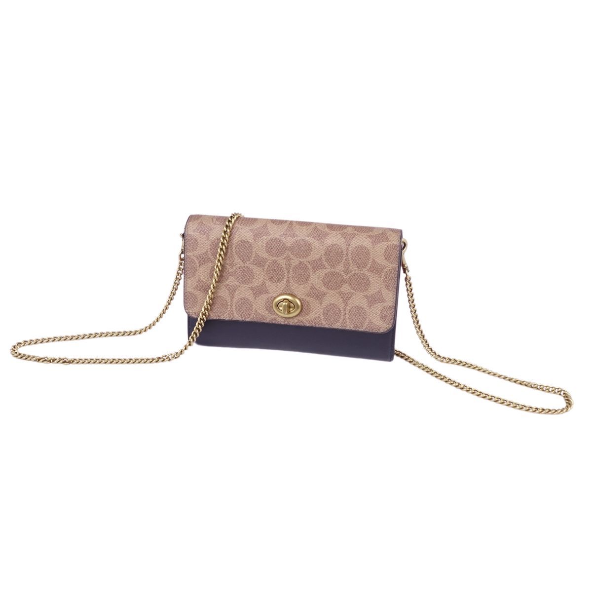美品 コーチ COACH バッグ ウォレット ターンロック シグネチャー