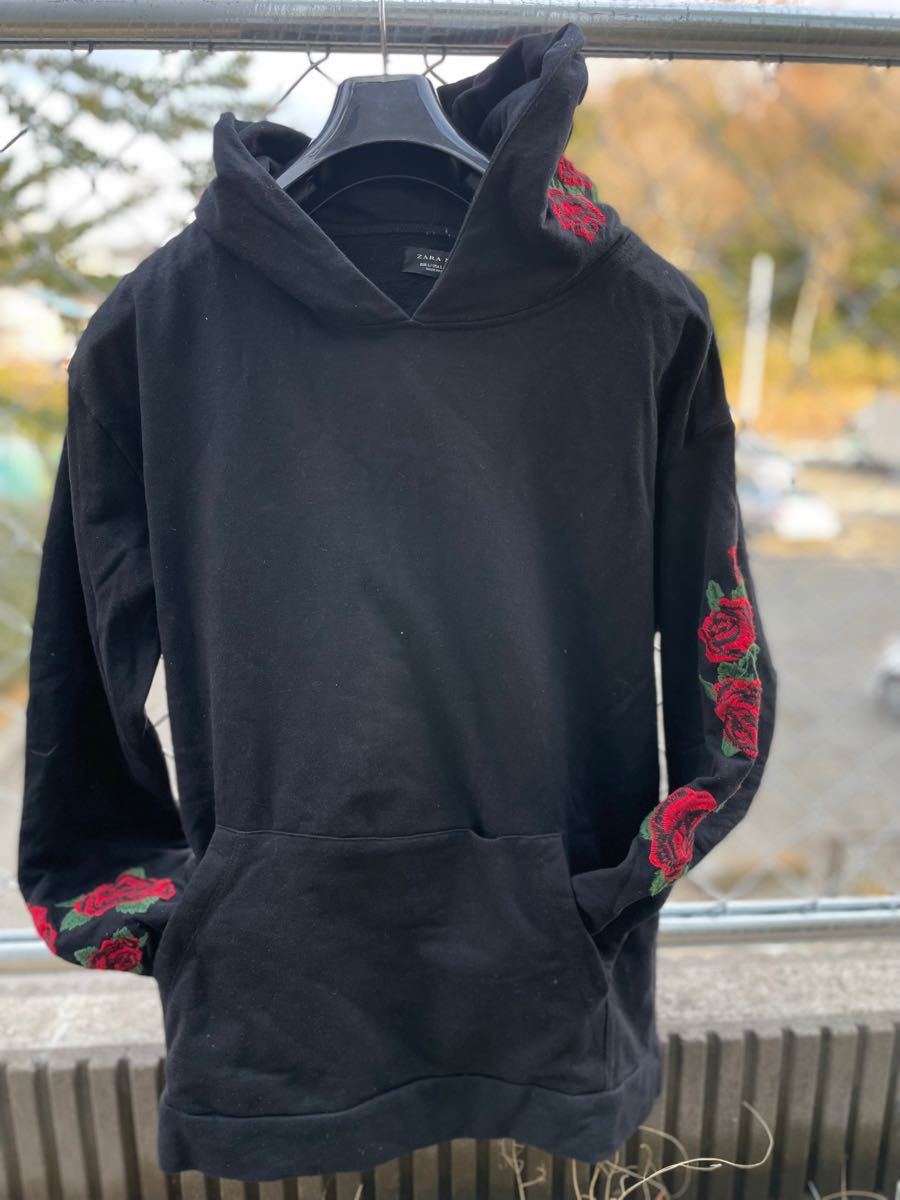ZARA MAN ザラ 薔薇刺繍 パーカーフーディ サイズL|Yahoo ZARA MAN ザラ 薔薇刺繍 パーカーフーディ サイズL|Yahoo