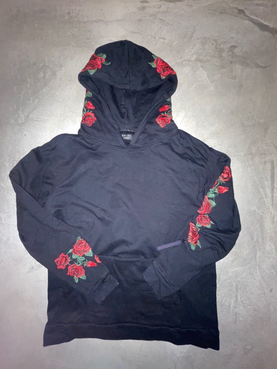 ZARA MAN ザラ 薔薇刺繍 パーカーフーディ サイズL|Yahoo ZARA MAN ザラ 薔薇刺繍 パーカーフーディ サイズL|Yahoo