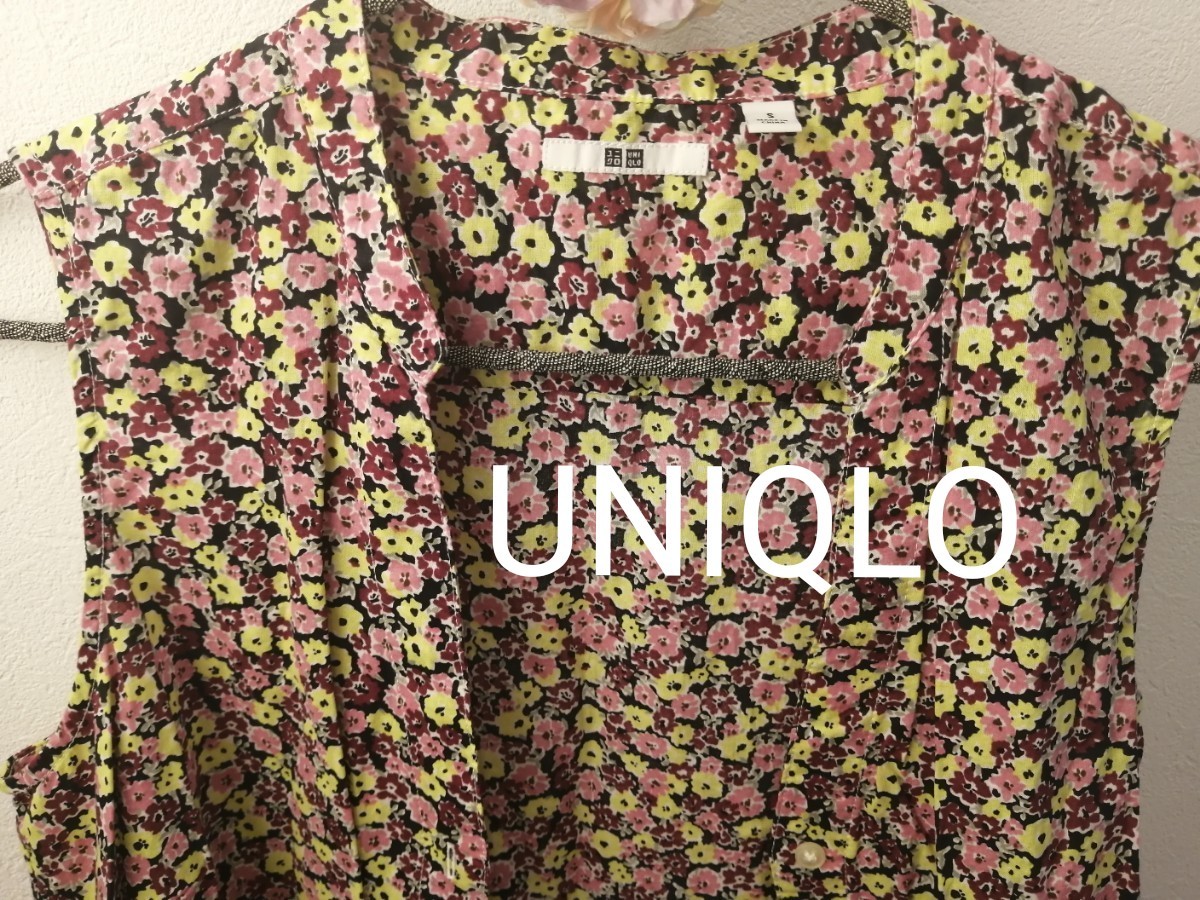 ユニクロ UNIQLO シャツ チュニック ブラウス 花柄 ノースリーブ 袖なし