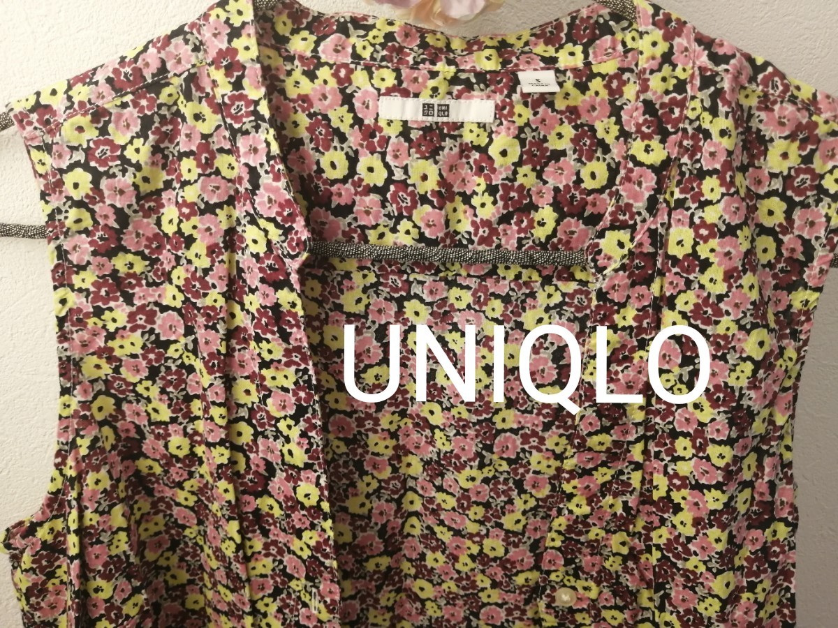 ユニクロ UNIQLO シャツ チュニック ブラウス 花柄 ノースリーブ 袖なし｜PayPayフリマ