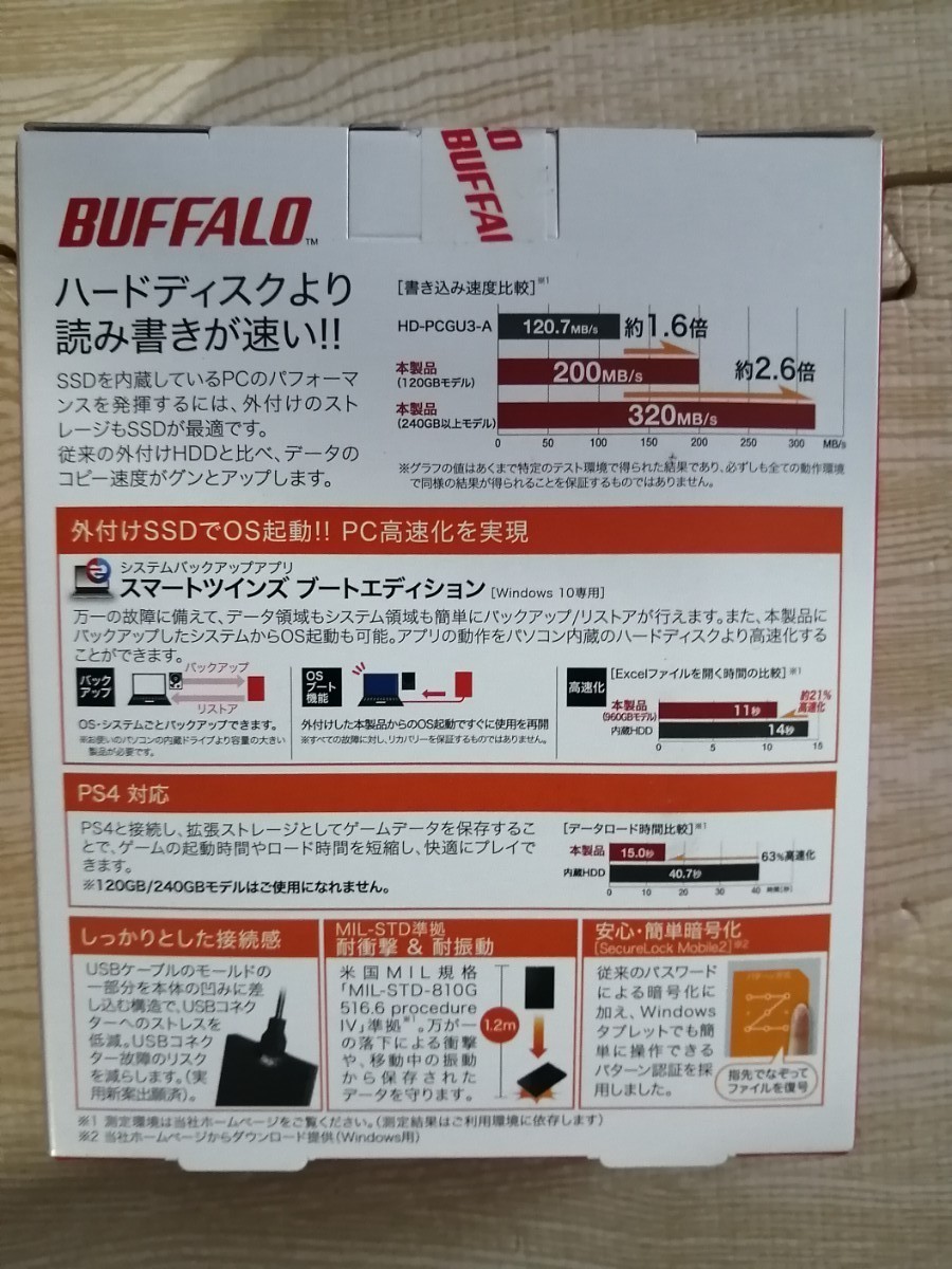 【新品未開封】外付けSSD 480GB BUFFALO SSD-PG480U3-BA