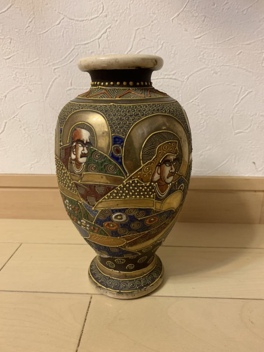 ★古家出★レア★薩摩 色絵金彩人物文 花瓶 花器 花入 2