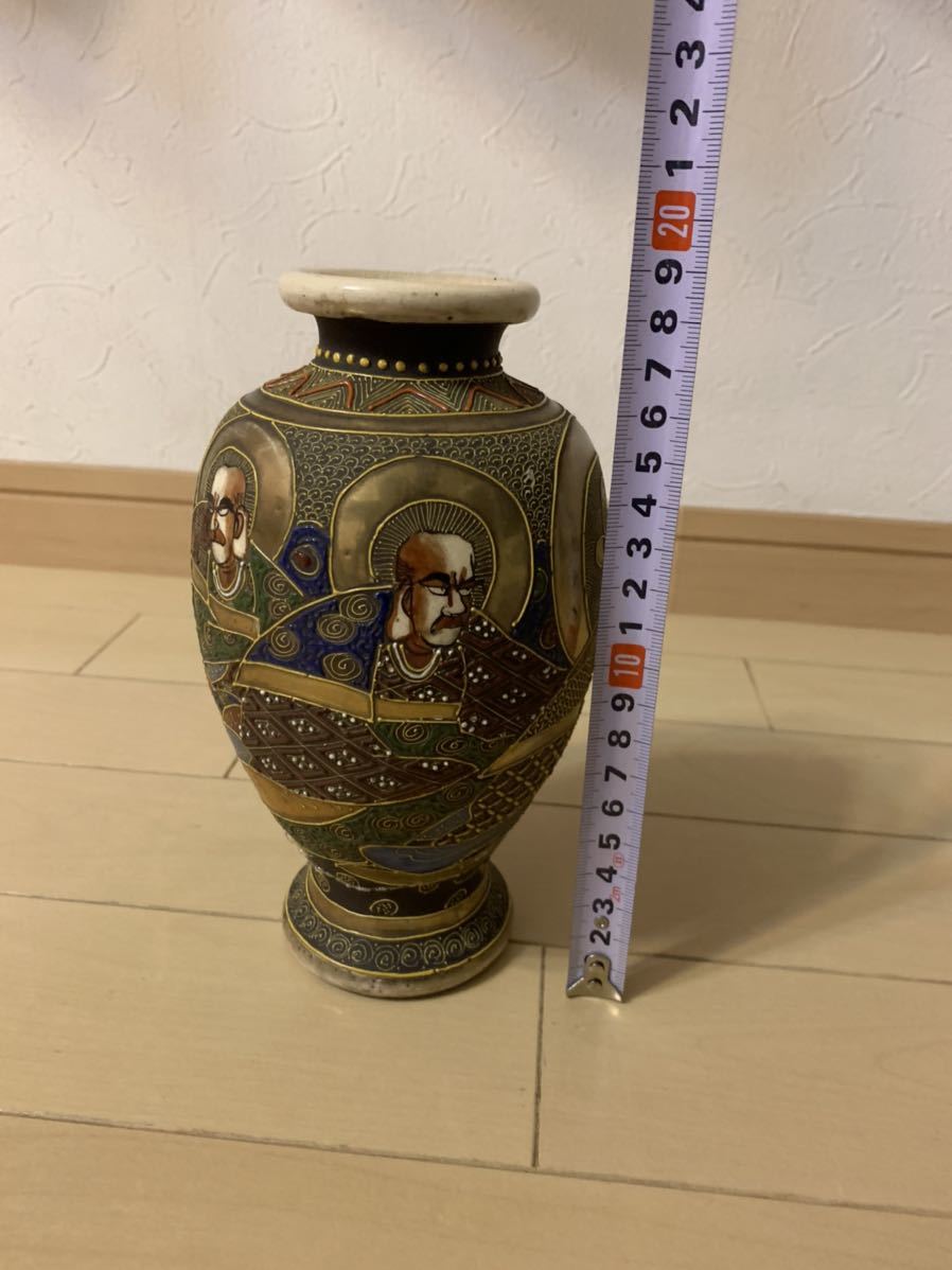 ★古家出★レア★薩摩 色絵金彩人物文 花瓶 花器 花入 9