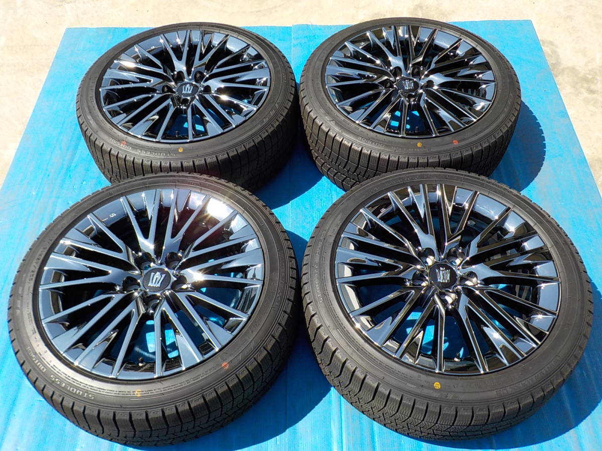 福山★トヨタ純正 18インチ アルミホイール4本★18x8J+45スパッタリングメッキ 冬用タイヤ225/45R18 クラウン220系 エグゼクティブ★K8225P_画像1