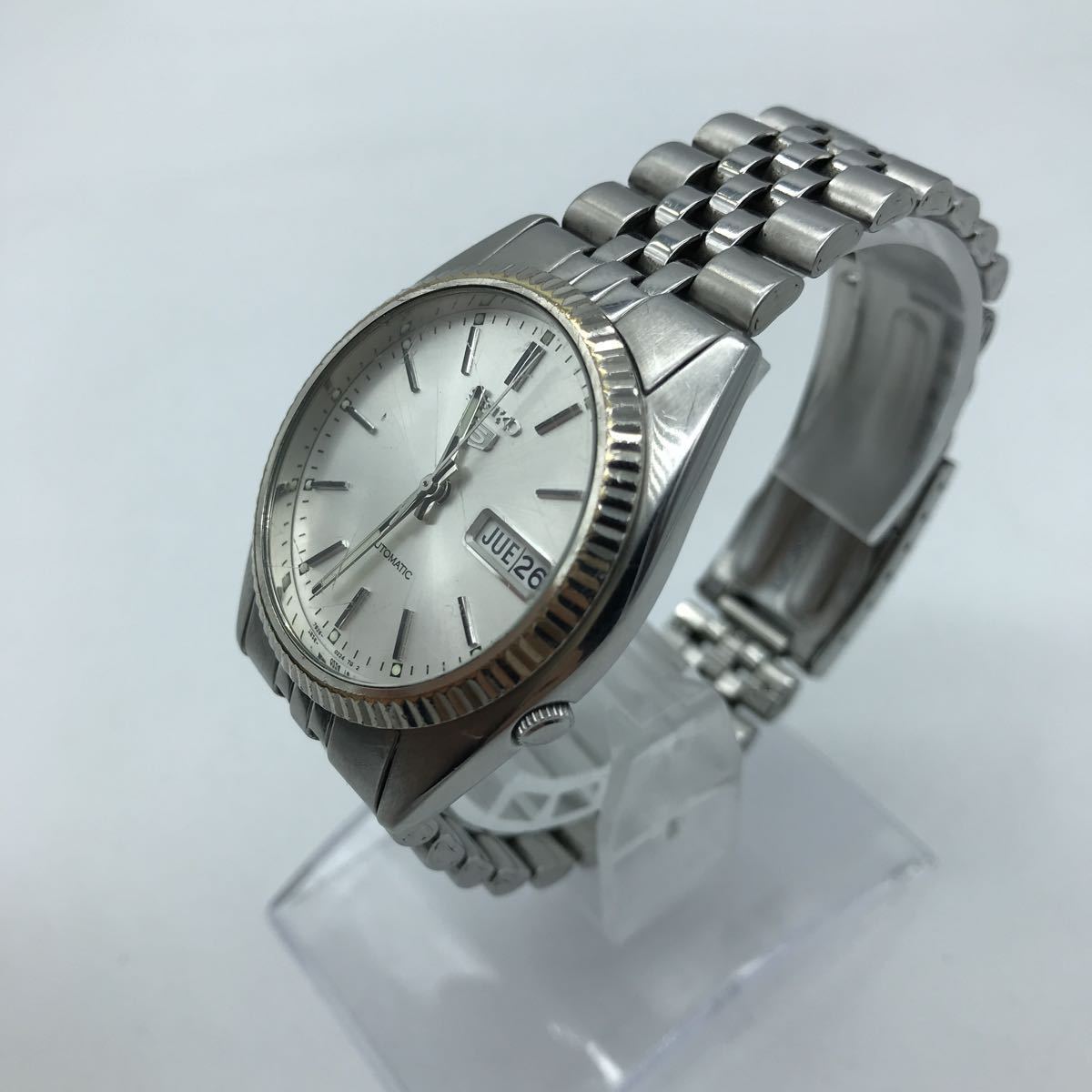 SEIKO 5 セイコーファイブ 7S26-0500 裏スケ 自動巻 腕時計 AT ホワイト文字盤 シルバー 動作品 product details  | Proxy bidding and ordering service for auctions and shopping within Japan  and the United States - Get the