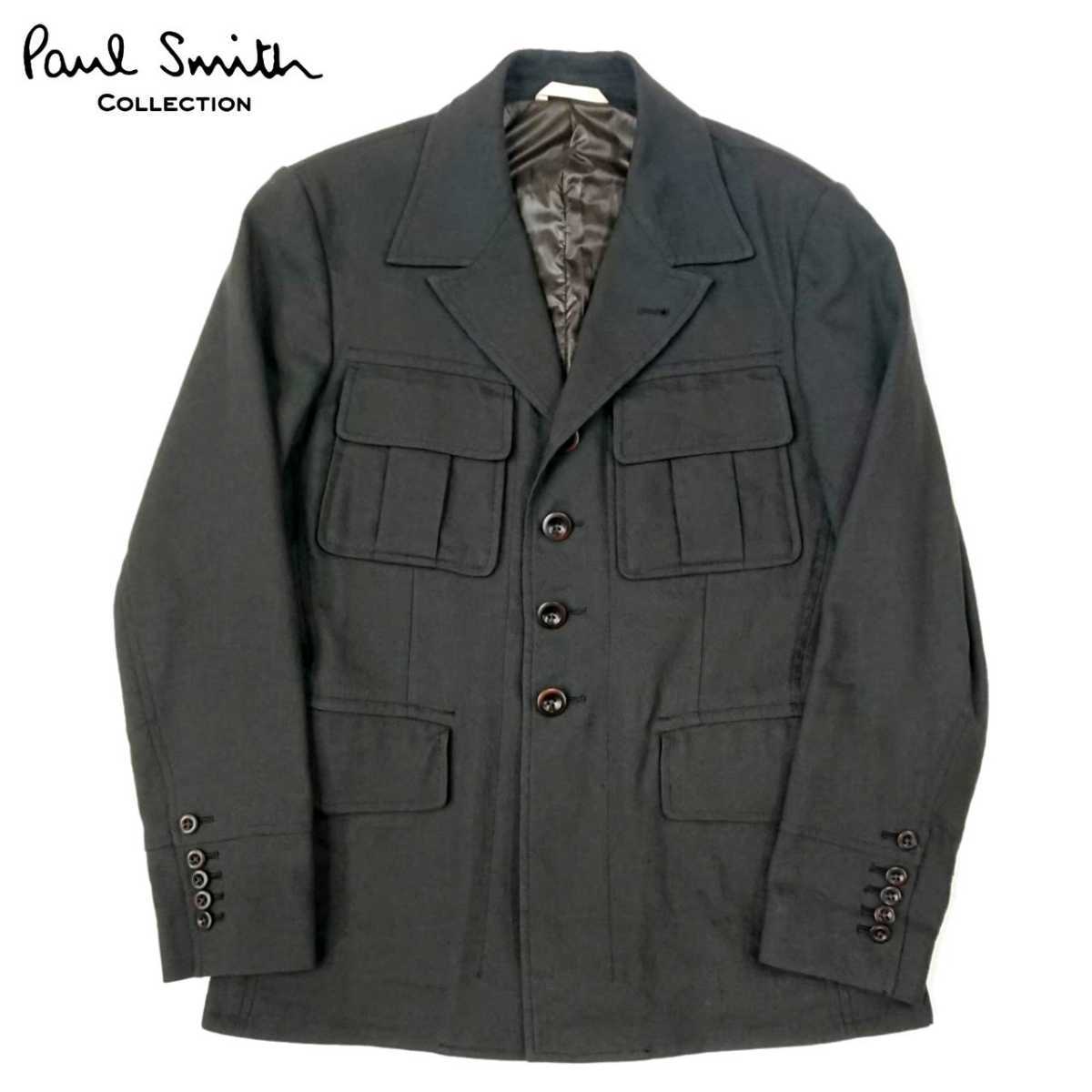  супер шедевр Paul Smith COLLECTION Paul Smith коллекция сделано в Японии высший класс linen шерсть милитари задний карман жакет M превосходный товар LONDON