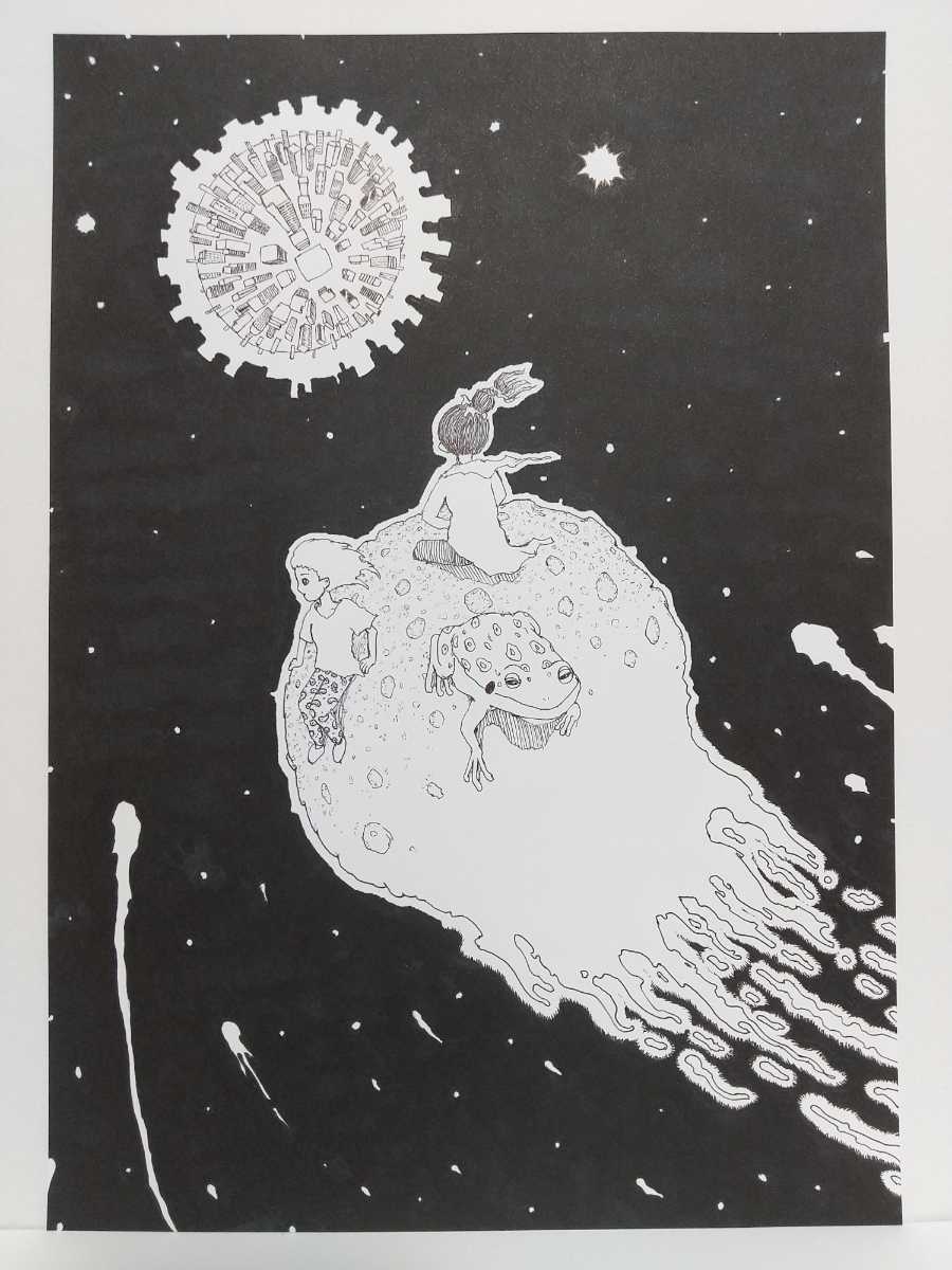  original illustration hand-drawn illustrations comet hand made original picture . monochrome . star cosmos meteorite analogue art original work white black illustration