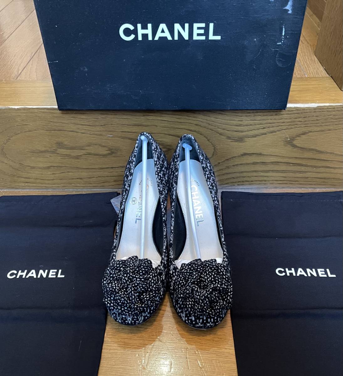 CHANEL シャネル ピンヒール パンプス ヒール 36 1/2C ツイード 靴