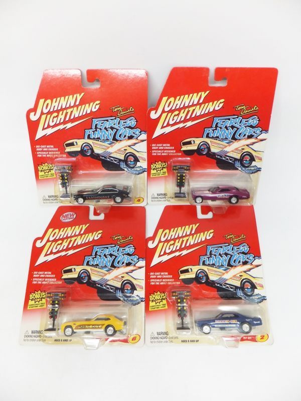 H51▲a530@☆未開封品 ジョニーライトニング ミニカー FEARLESS FUNNY CARS RIP OFF・EARTH QUAKEなど 4点セット 現状の画像1