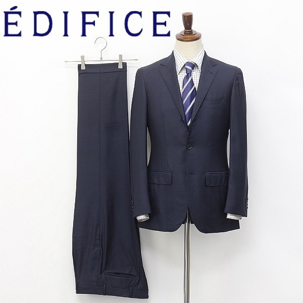 *EDIFICE/ Edifice silk .3 button suit navy 42