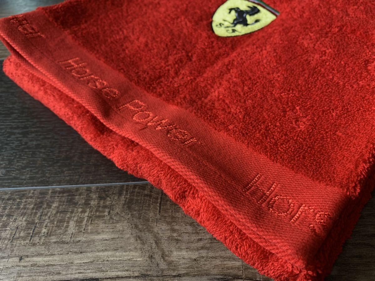 ☆FERRARI フェラーリ 正規 刺繍ロゴ 大判 バスタオル ビーチタオル 新品未使用 収納袋付き☆_画像4