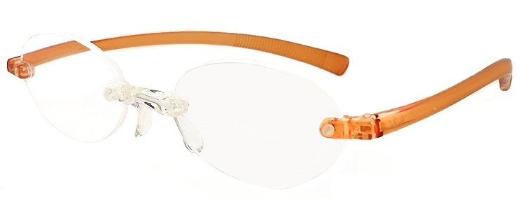 新品 老眼鏡 超軽量フレーム オレンジ +1.00 ツーポイント シニアグラス ソフト老眼鏡 オーバル型 シンプル_画像1