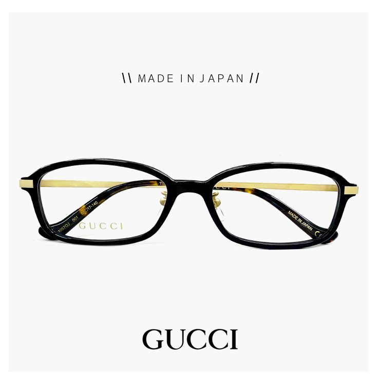 新品 日本製 GUCCI グッチ メガネ gg1057oj 001 ユニセックスモデル 眼鏡 スクエア オーバル 型 フレーム 黒縁 黒ぶち MADE IN JAPAN_画像1