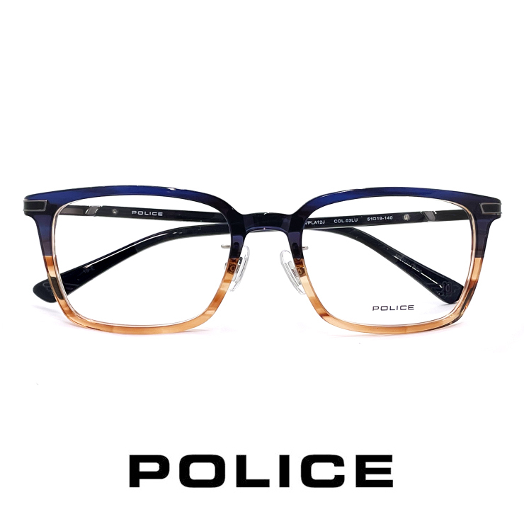 新品 ポリス メガネ POLICE 眼鏡 vpla12j-03lu メンズ 男性用 スクエア ウェリントン 黒縁 黒ぶち ジャパンフィット police vpla12j