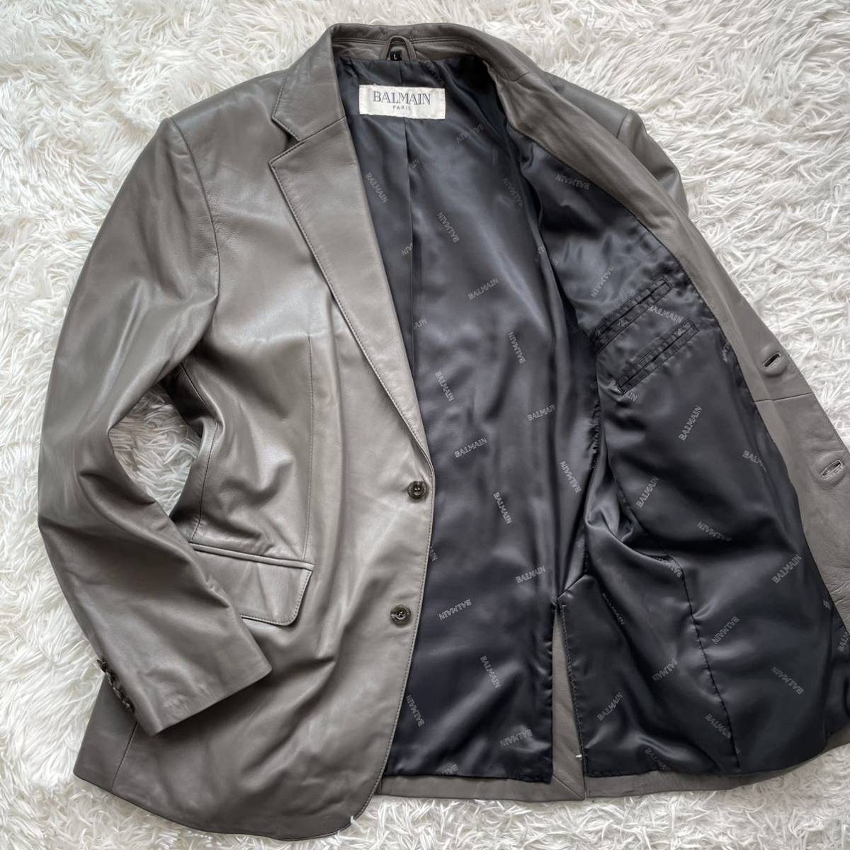 バルマン【柔らかな質感】BALMAIN レザージャケット Lサイズ 羊革 本革