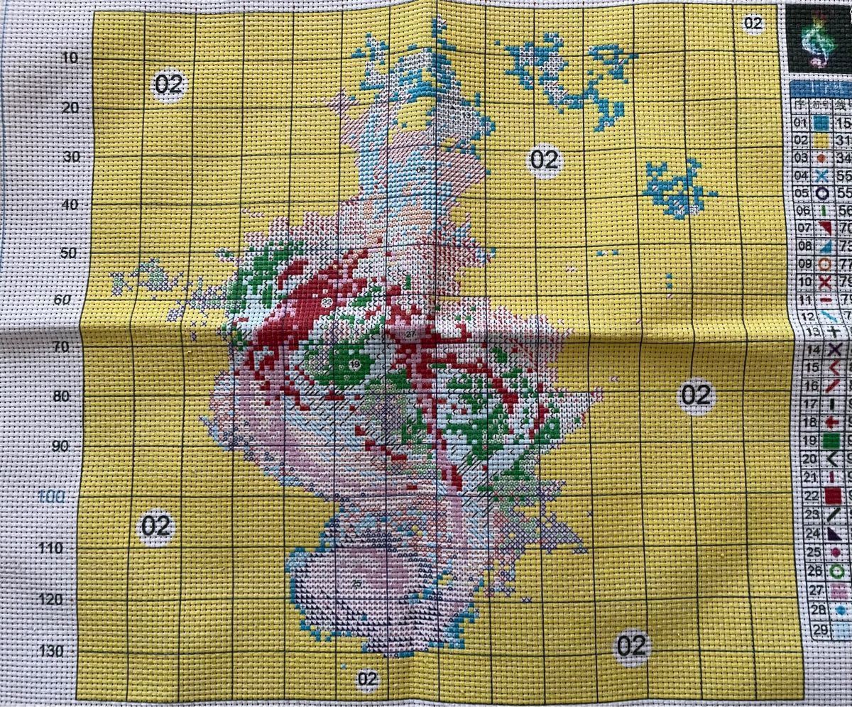 クロスステッチキット　虹色の音符(11CT、小さめサイズ、図案印刷あり)