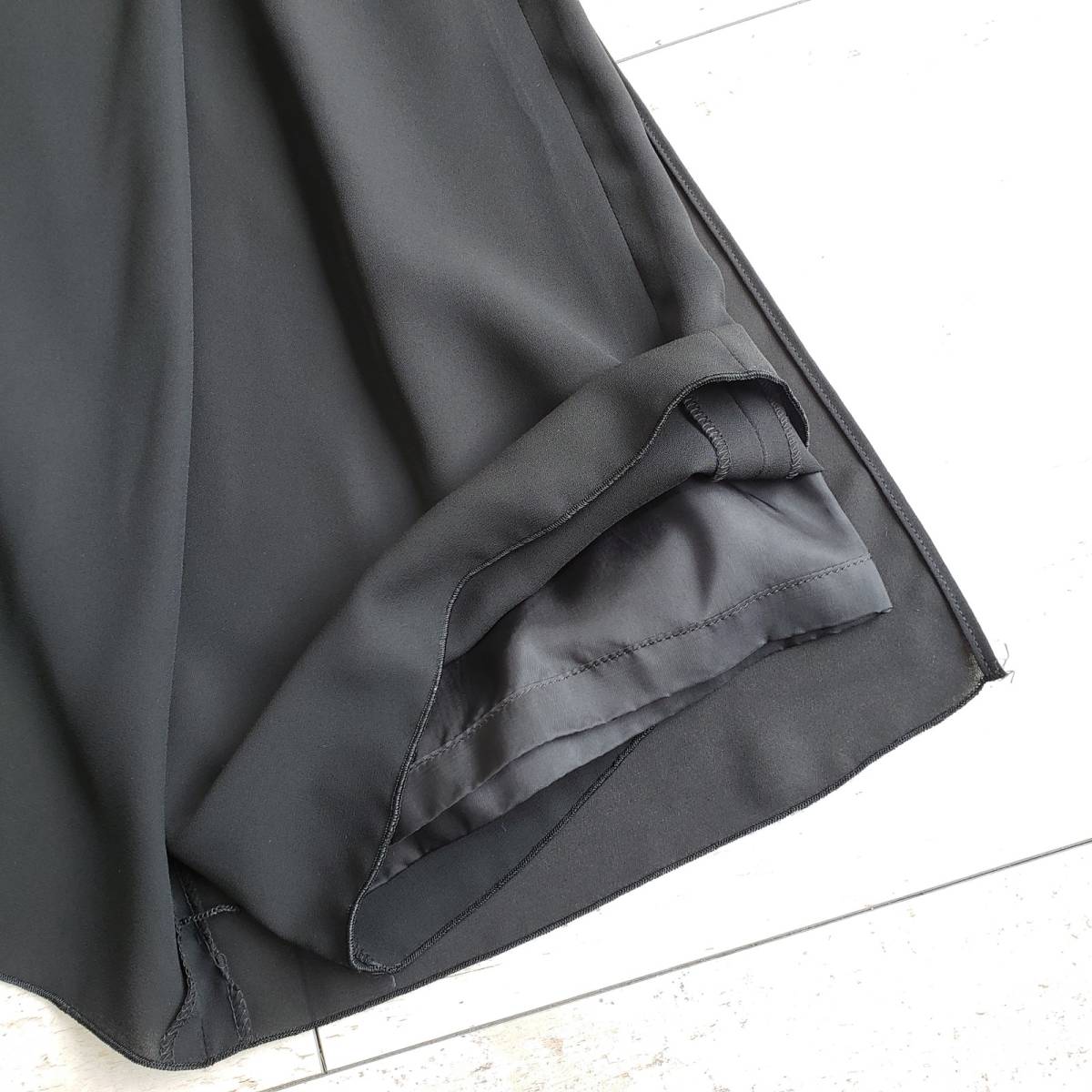 INGRBORG インゲボルグ サイドリボンデザイン ワイド パンツ M 日本製 薄手 黒 _画像7