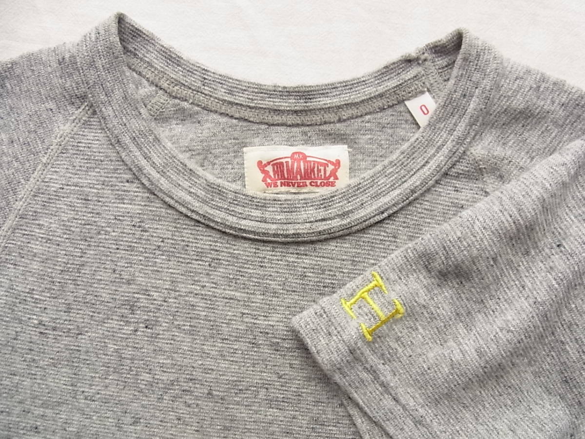 ハリウッドランチマーケット　ストレッチコットン素材　クルーネックＴシャツ　サイズ0/XS 　日本製 杢グレー_画像2