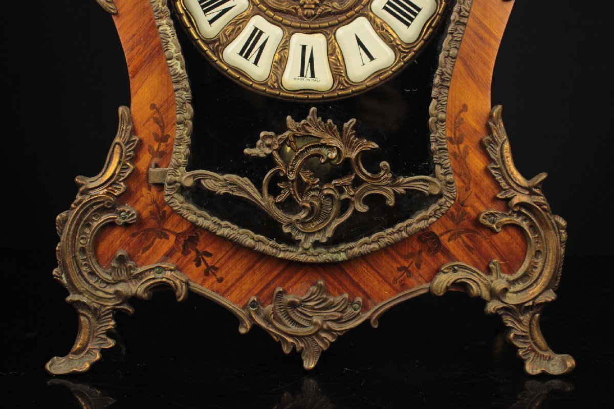 【董芸】西洋美術 イタリア製 ARTEM 象嵌 ゼンマイ 振り子式 置時計 [12594]