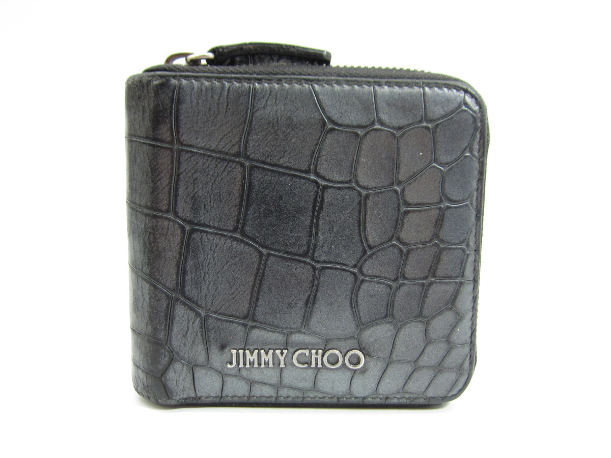 JIMMY CHOO ジミーチュウ クロコ型押し 二つ折り財布 □UP2908