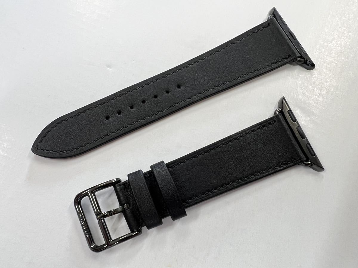 お年玉セール特価】 美品 Apple Watch HERMES 黒 レザーバンド 41mm