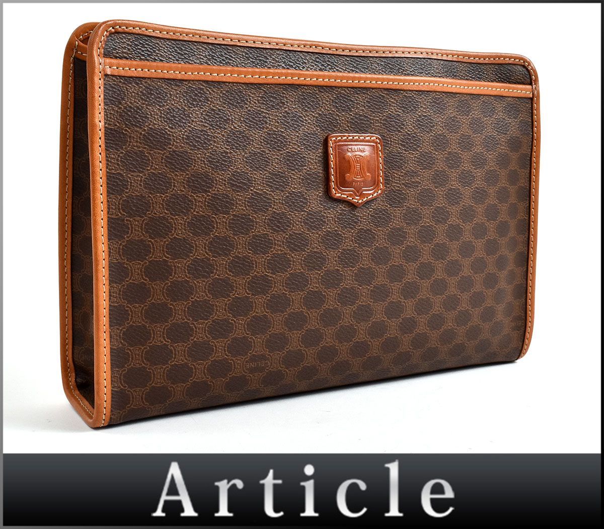 紫③ セリーヌ CELINE マカダム柄 セカンドバッグ クラッチバッグ