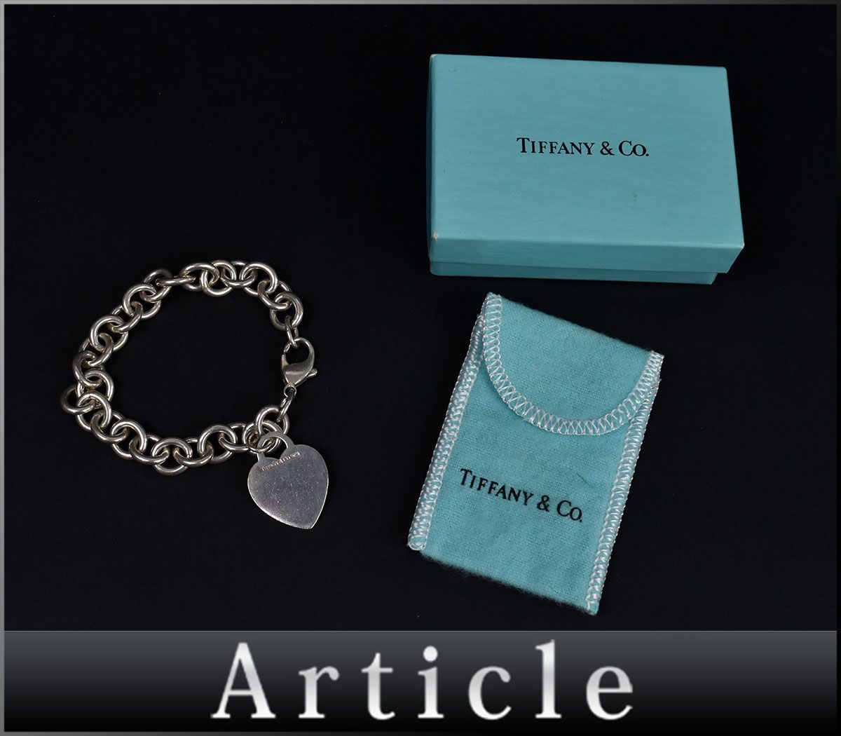 124030〇 Tiffany&co リターントゥ ティファニー ハート プレート ブレスレット Sv925 シルバー レディース アクセサリー 箱/ E_画像1