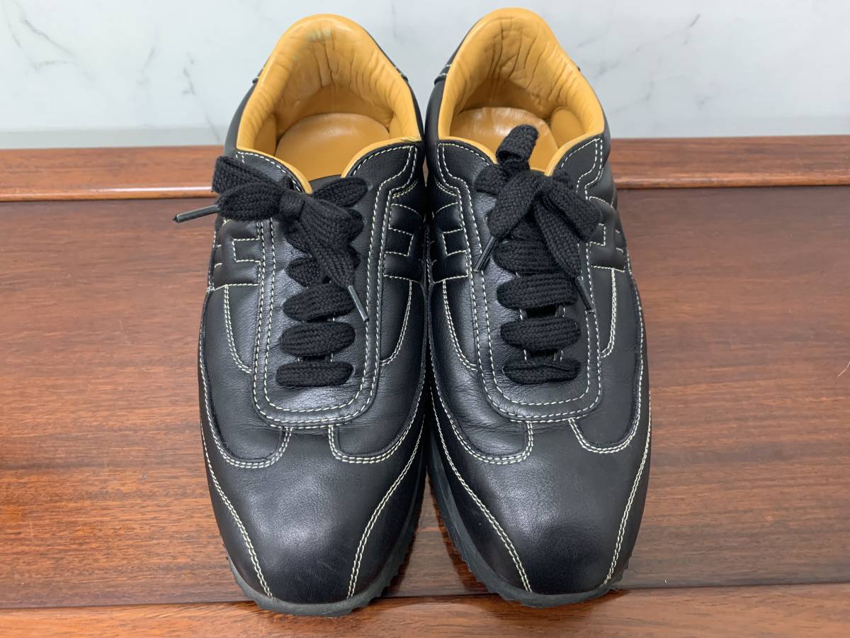 HERMES　エルメス　靴　クイック　レザー　スニーカー　表記サイズ36 1/2 (約23.5cm) レディースシューズ　ブラック系_画像1
