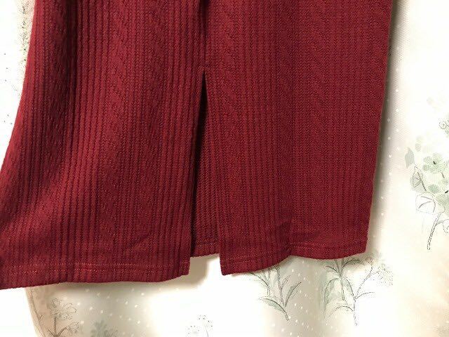 新品未使用 タグ付き 赤色 レッド ロングスカート かぎ編み風_画像2