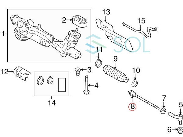 アウディ A3 (8P1 8PA 8P7) インナータイロッド(ラックエンド) ASSY 左右共通 1本 1K0423810A 出荷締切18時_画像3