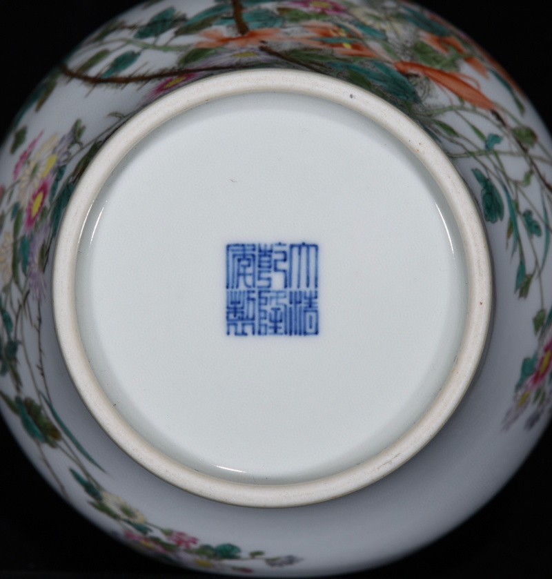 清乾隆 粉彩花卉紋 橄欖瓶一対 古美術 高さ32.5CM 横20CM【B633】 - 8