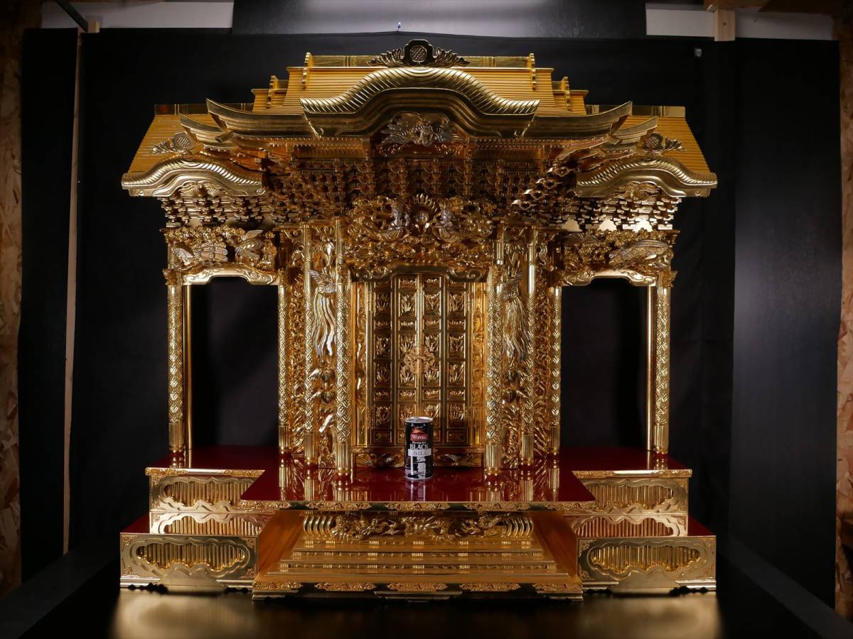 収集品 高級仏壇用宮殿須弥壇セット 本金箔 木製 国産 仏壇（N） 3726 M