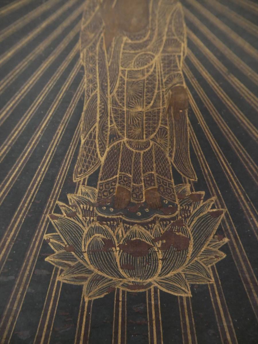 表装した100年以上前の阿弥陀様掛軸　高さ46㎝　幅27.4㎝（A2-3）　3723　M_画像5
