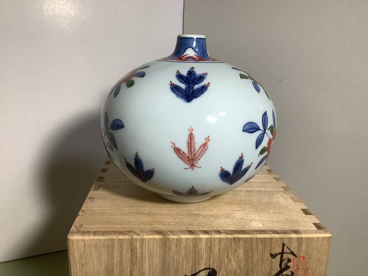 有田焼 源右衛門窯/古伊万里風桜図 花瓶/ 保管品(染錦)|売買された ...
