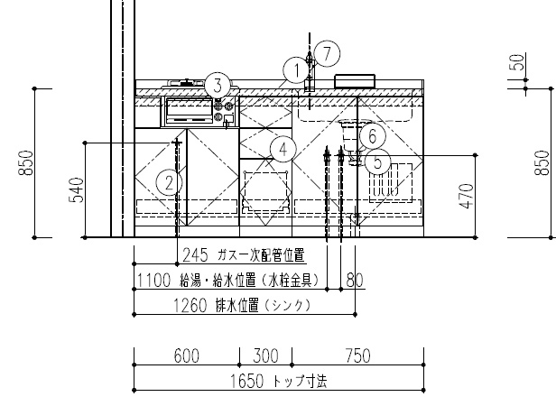 【スイスイマート】　リクシル　システムキッチン　シエラS　間口165cm　開き扉・下台のみプラン_画像9