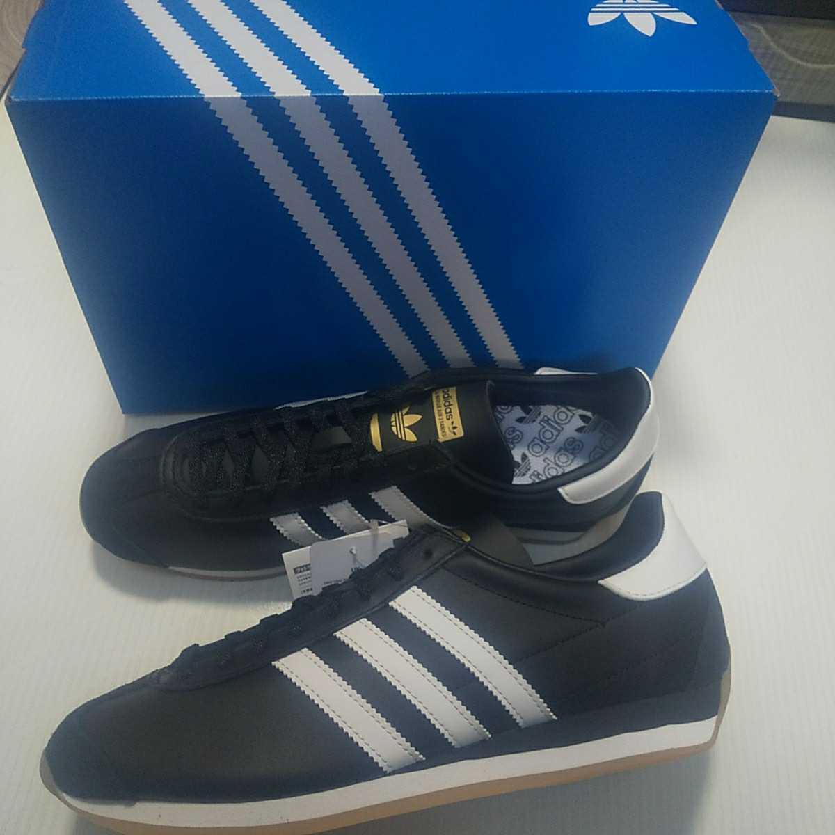 新品 adidas COUNTRY OG 29cm ブラック×ホワイト 黒×白 金ベロ レザー