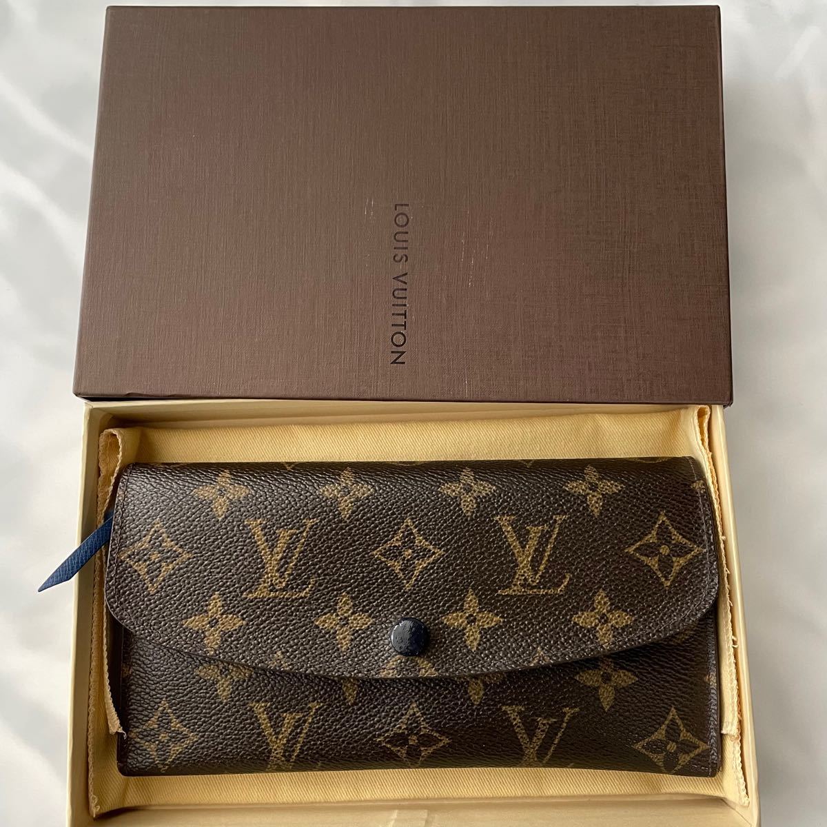 人気 ルイヴィトン VUITTON エミリー モノグラム 長財布 青 ブルー