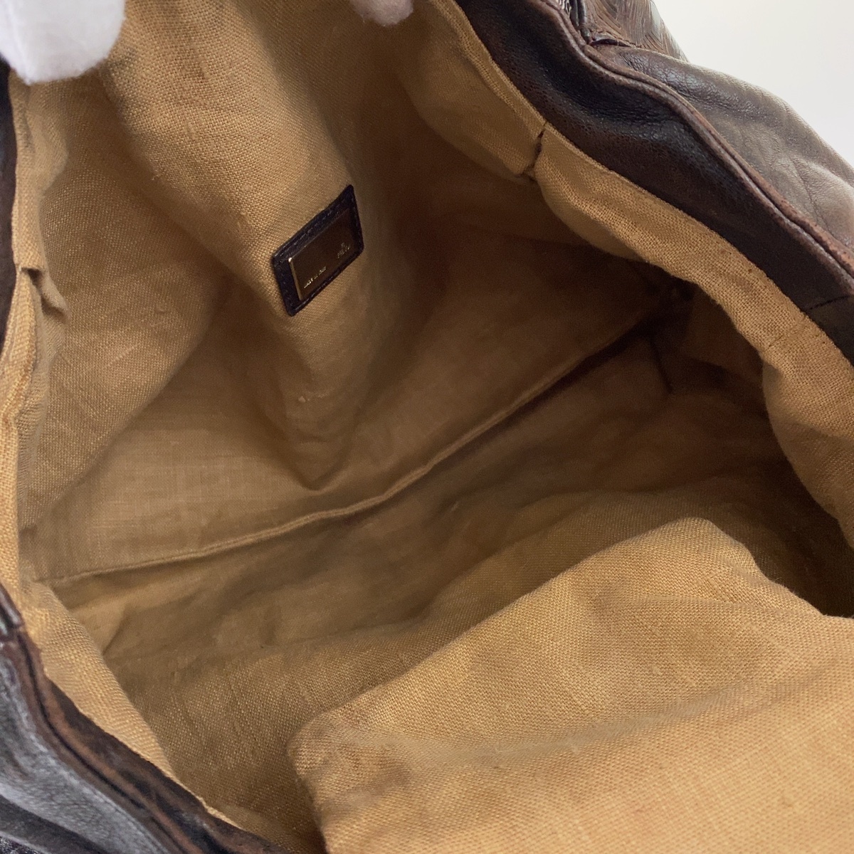 FENDI フェンディ ズッカ スパイバッグ 型押し ブラウン レザー
