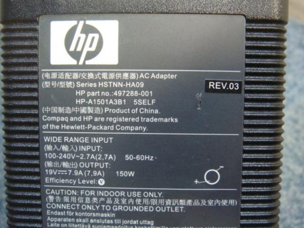 HP 150W AC adapter 19V~7.9A HSTNN-HA09 operation guarantee 