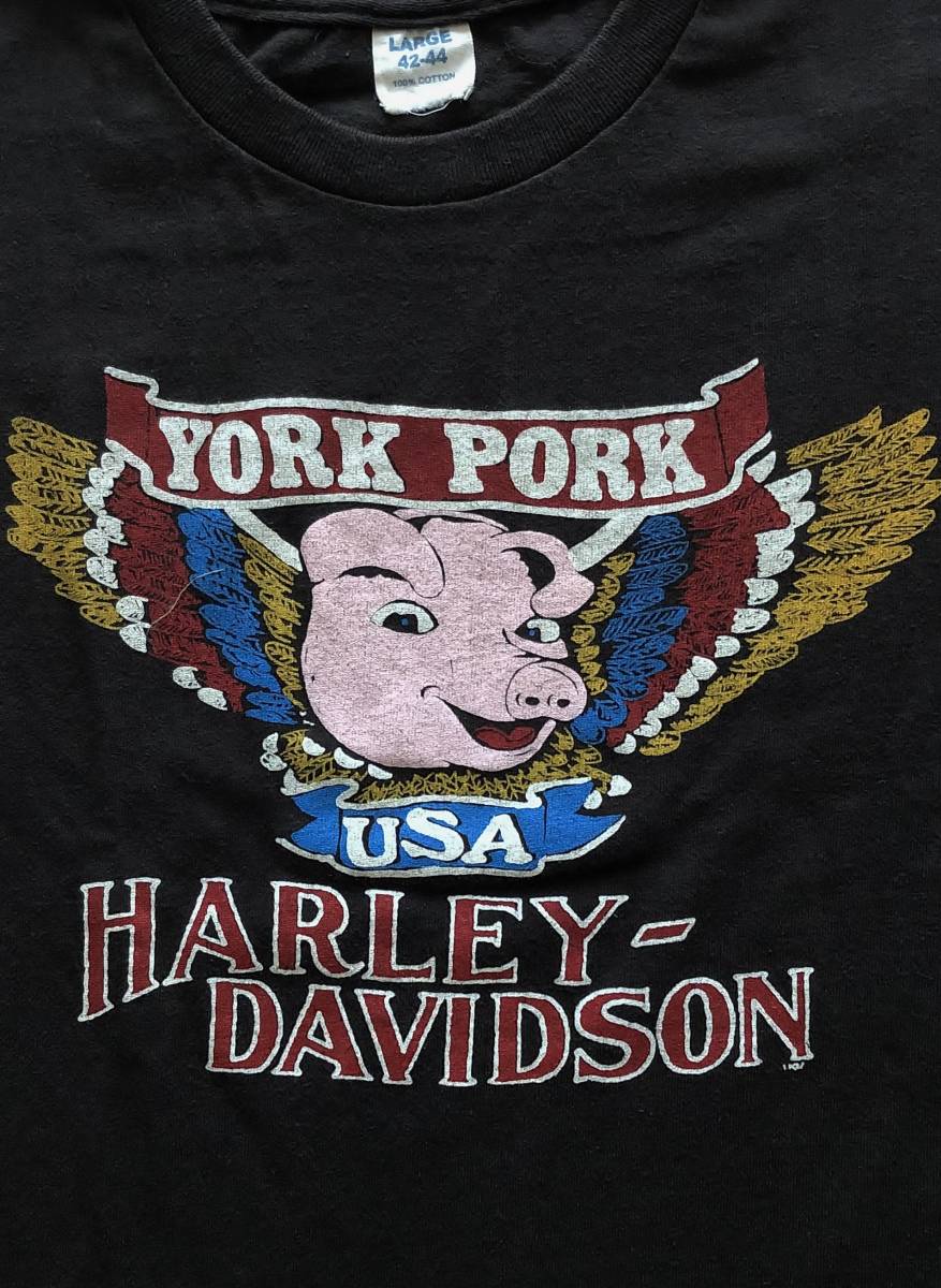 HARLEY-DAVIDSON YORK PORK Tシャツ LARGE ブラック　両面プリント　ハーレーダビッドソン_画像2