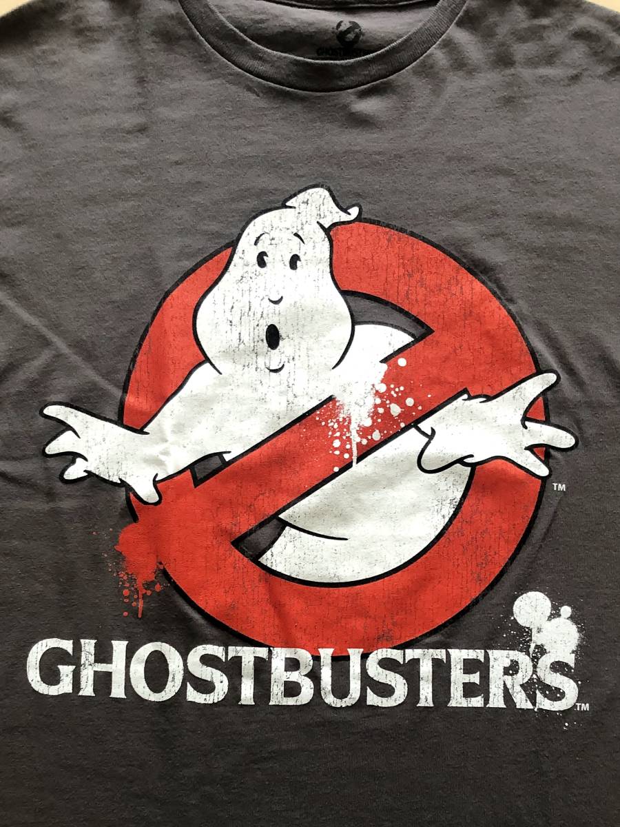 GHOSTBUSTERS 割れプリント 丸首Tシャツ Lサイズ チャコールグレー　ゴーストバスターズ　映画Tシャツ_画像2