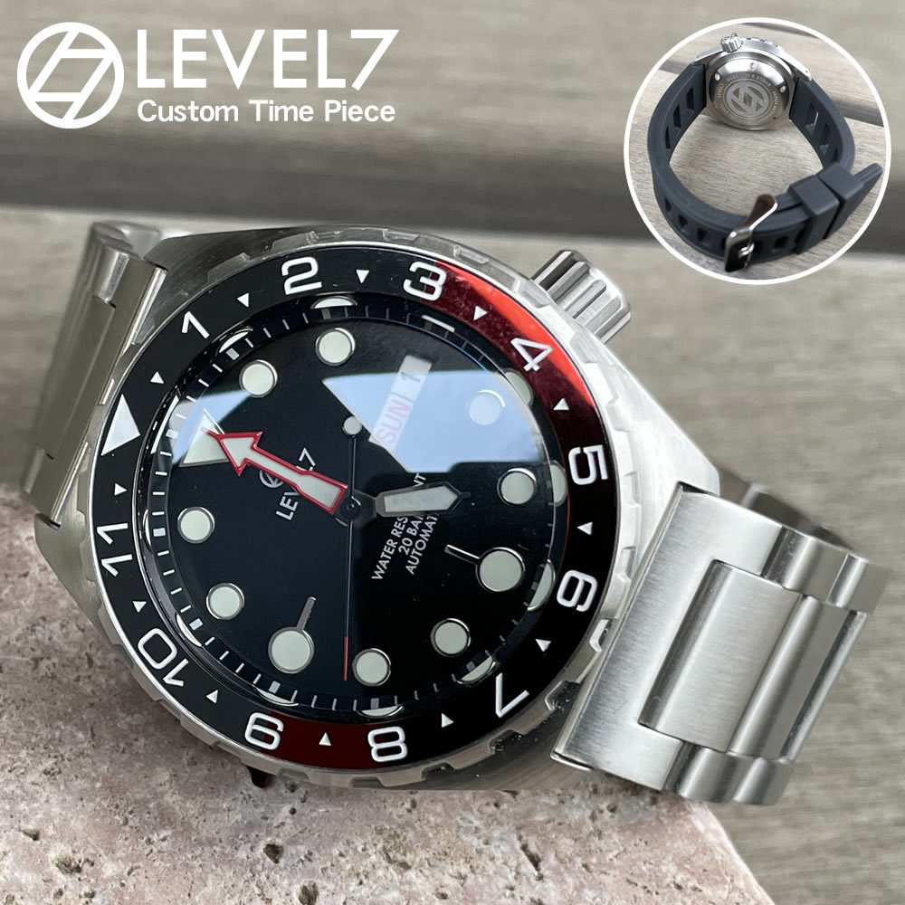 日本製 ハンドメイドの腕時計 20気圧防水 自動巻き SEIKO NH36 サファイアダブルドーム風防 316Lステンレス 腕時計 LEVEL7_画像1