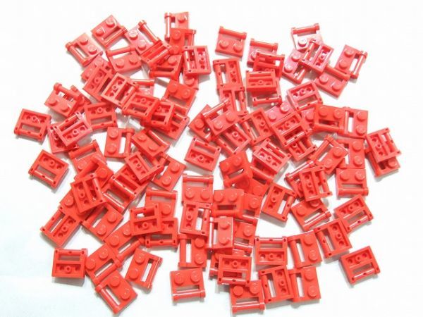 E1-4　未使用　LEGOバラパーツ　赤　48336　プレート 1 x 2 ハンドル　約100個セット_画像1