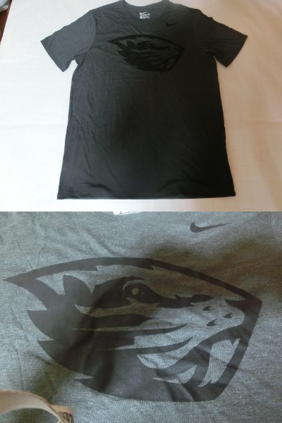 USA購(gòu)入 レアもの NIke社制 USカレッジ オレゴン州立大ビーバーズ【OREGON STATE BEAVERS】TEAMマスコット プリントT US L 濃灰